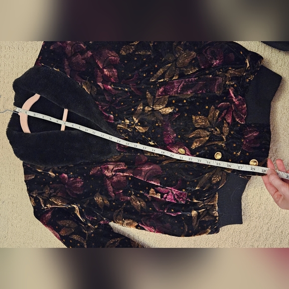 Vintage Velour Velvet Faux Fur Bomber Jacket - Picture 10 of 15